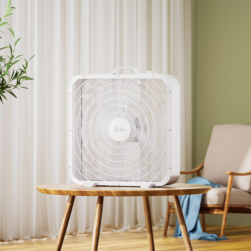 20” 3-Speed Box Fan with Carry Handle, White H4353