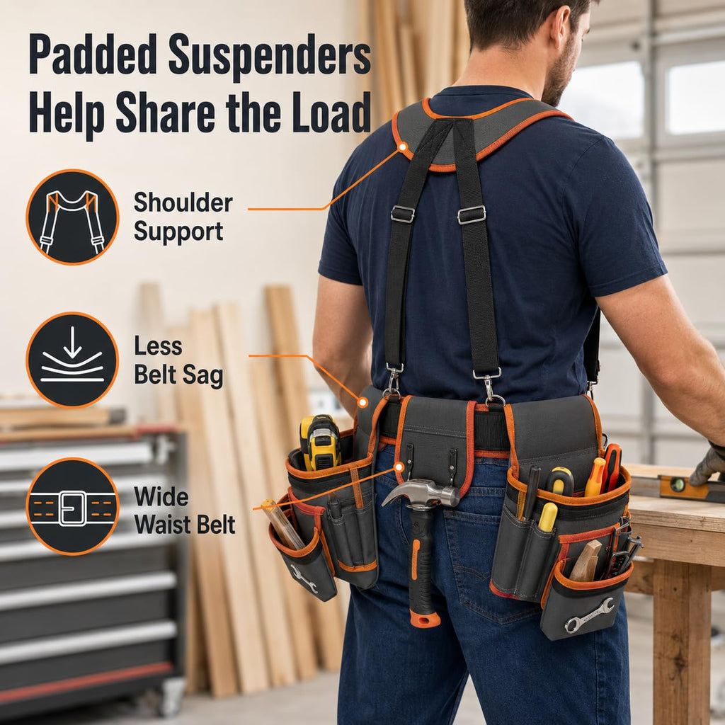 Heavy Duty Magnetic Tool Belt with Suspenders S25275