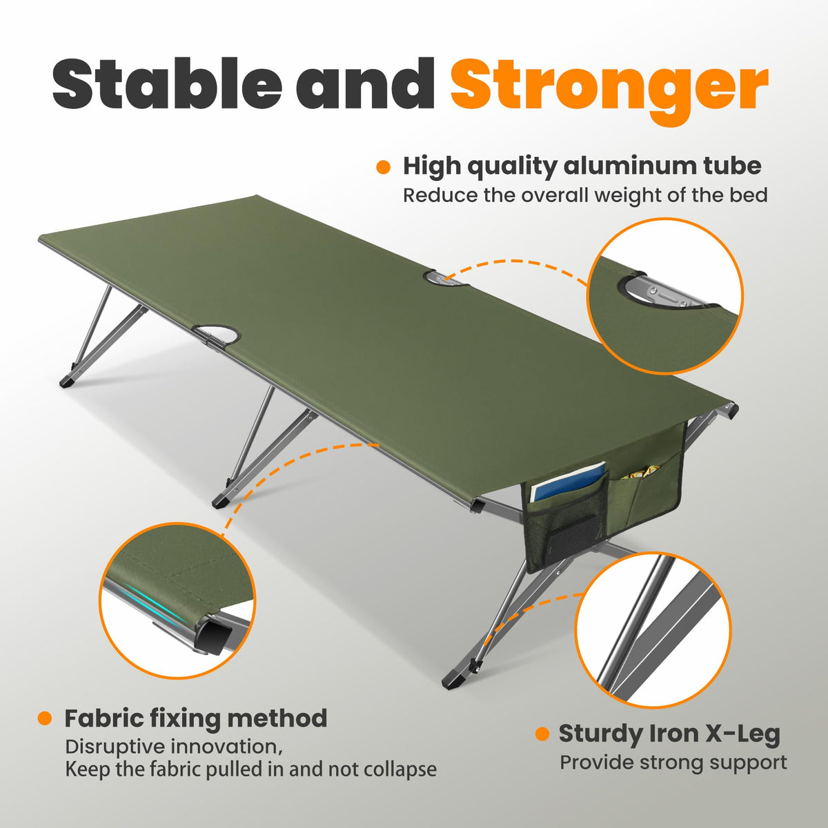 Oversized Folding Camping Cot with Storage Bag W58925