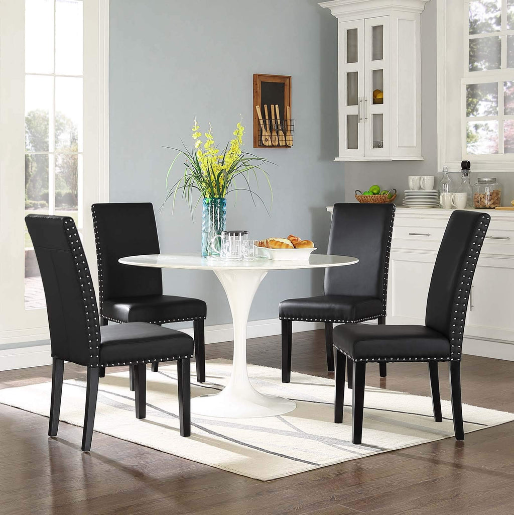 Black Faux Leather Dining Chairs S6138