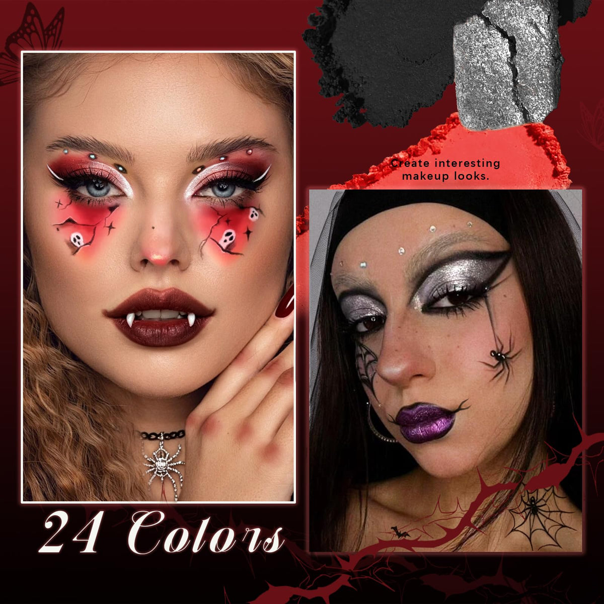 Dark Red Black Burgundy Gray Eyeshadow Palette G40393