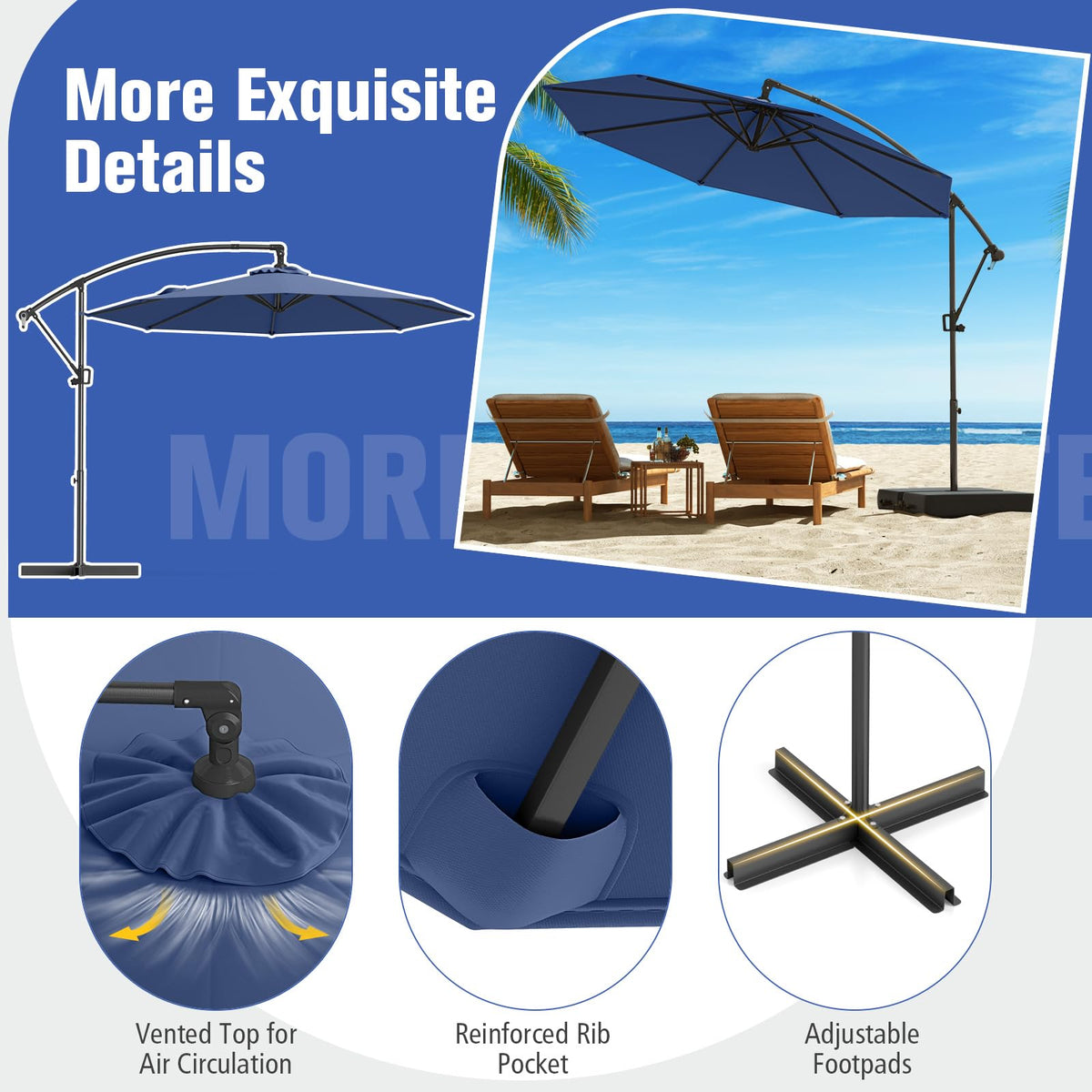 10 FT Navy Offset Cantilever Umbrella Z246