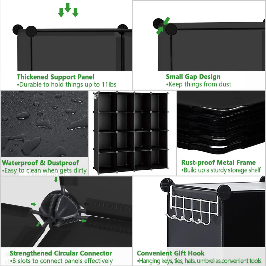 16 Cube Black Storage Organizer A45674
