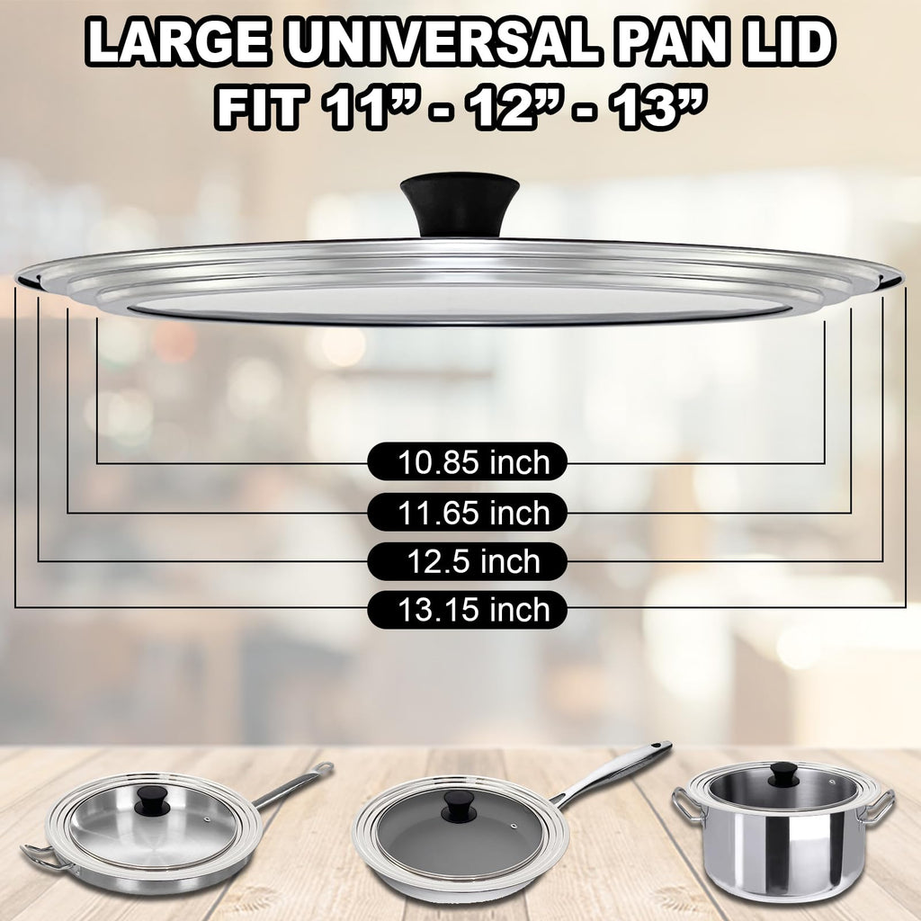 13 Inch Stainless Steel and Tempered Glass Pan Lid H8062