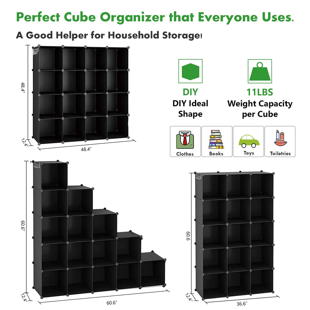 16 Cube Black Storage Organizer A45674