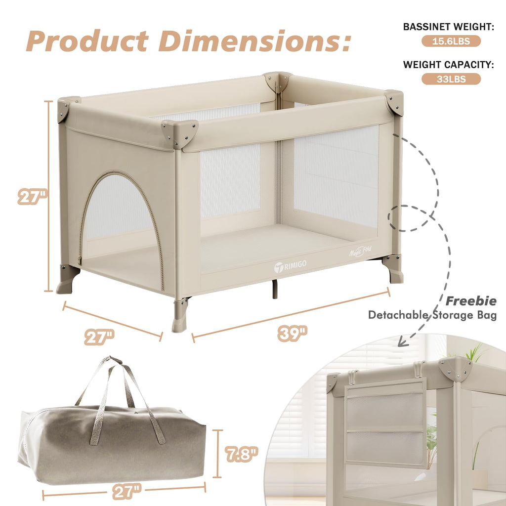 Portable Baby Playard with Mattress, Khaki L787