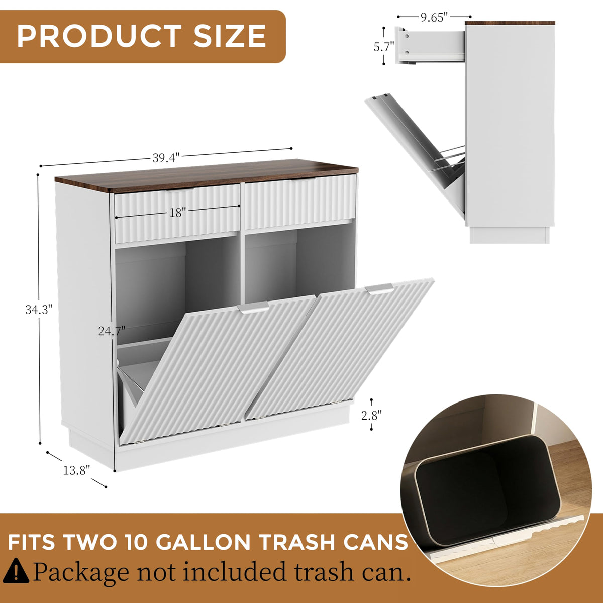 20 Gallon Tilt Out Trash Cabinet with 2 Drawers Y142149