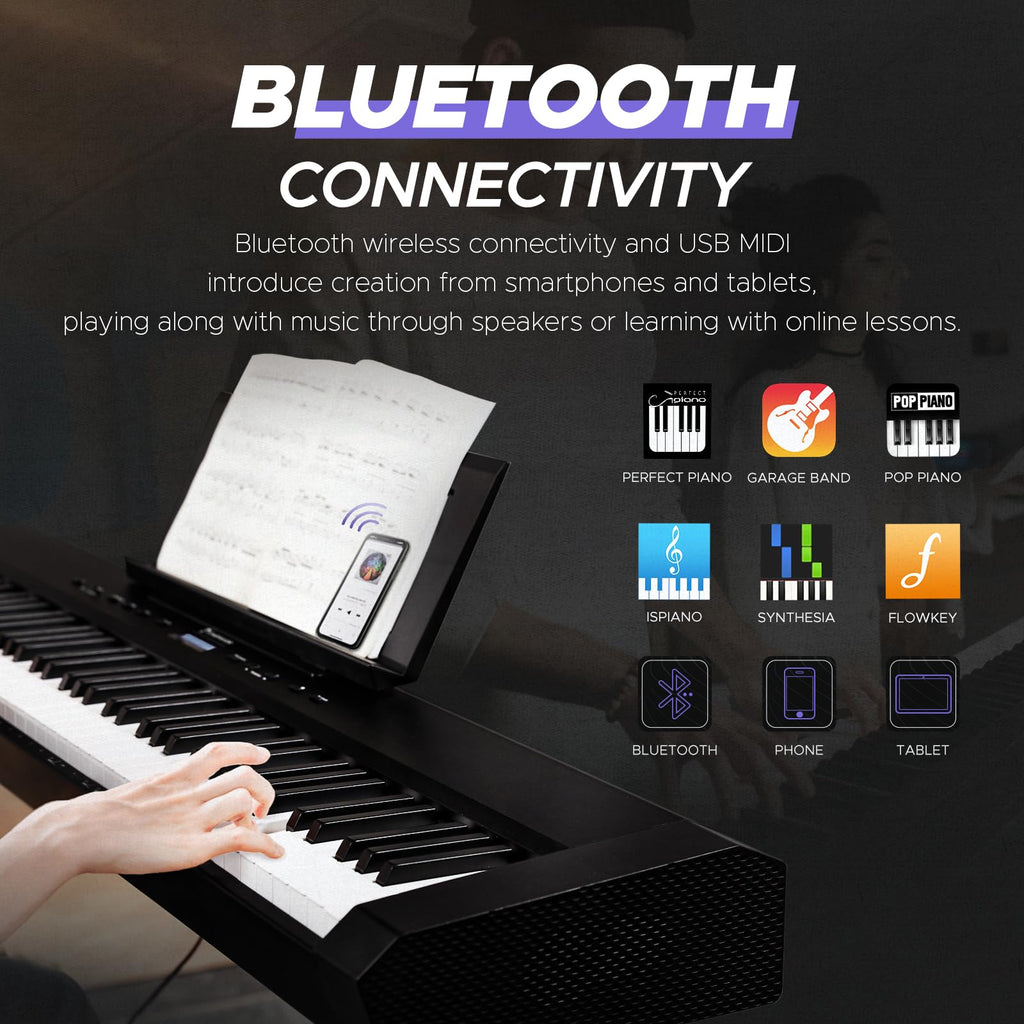 88 Key Full-Weighted Digital Piano and 18 Pcs Interlocking Floor Mats M733955
