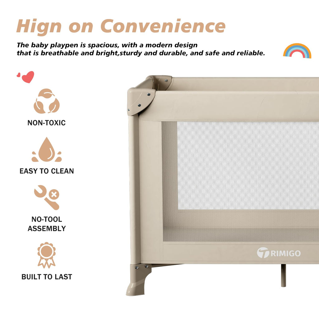 Portable Baby Playard with Mattress, Khaki L787