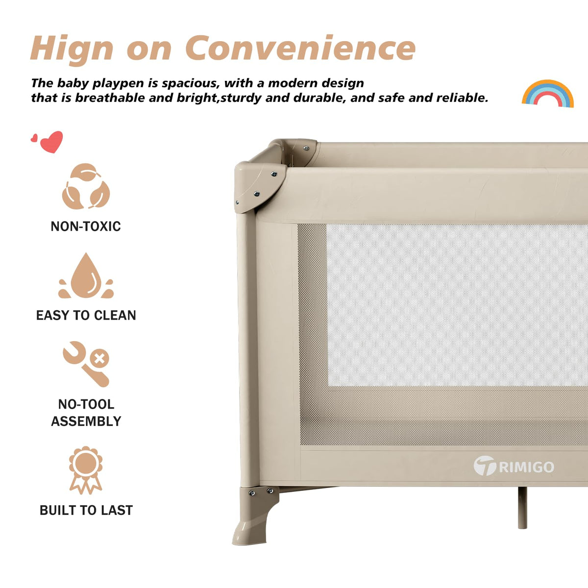 Portable Baby Playard with Mattress, Khaki L787