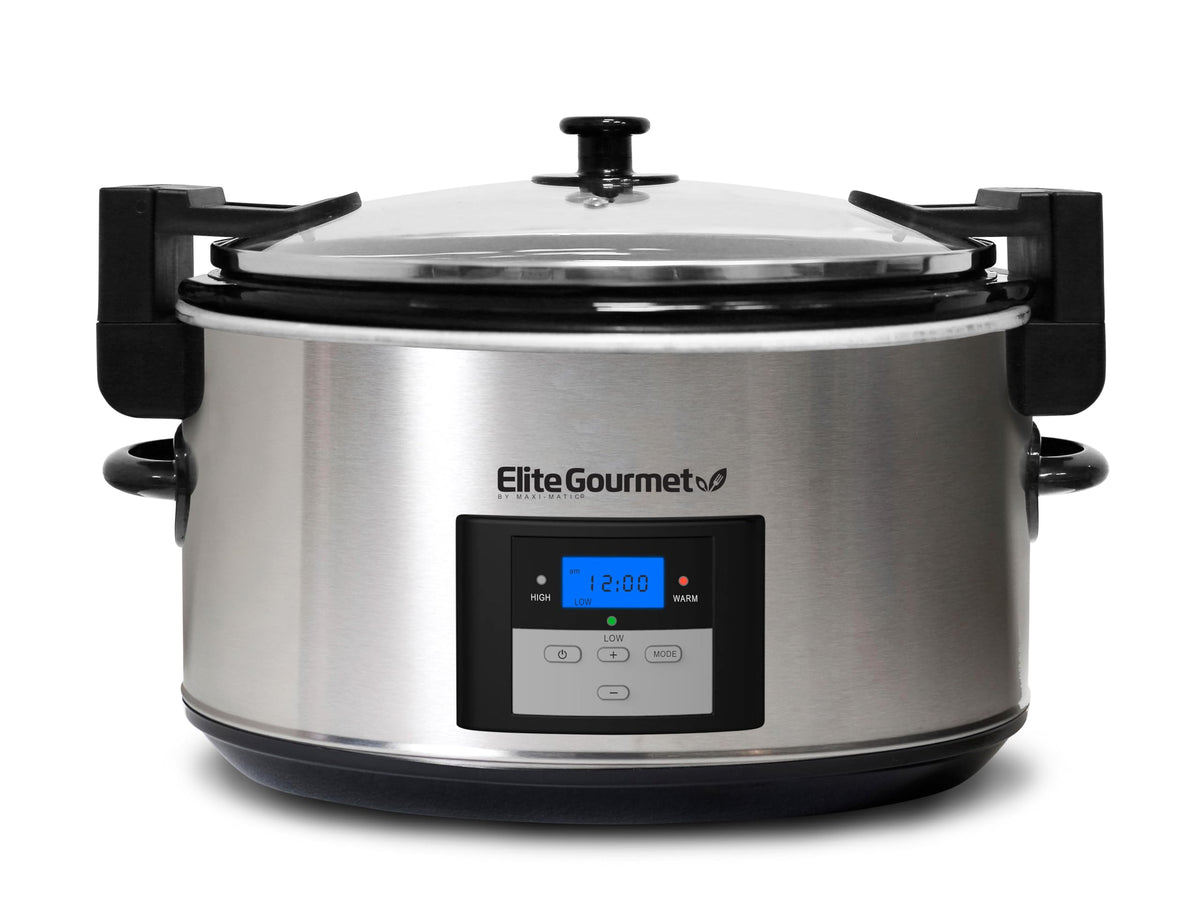 8.5-Quart Stainless Steel Programmable Slow Cooker with Locking Lid E49991