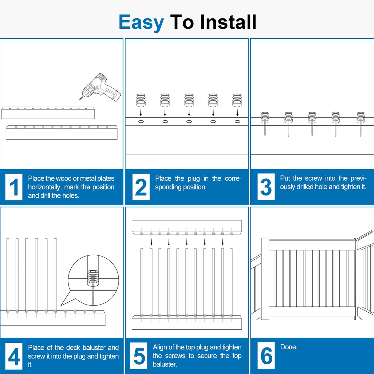 Black Aluminum Deck Balusters 32in x 3/4in 100 Pack E469683