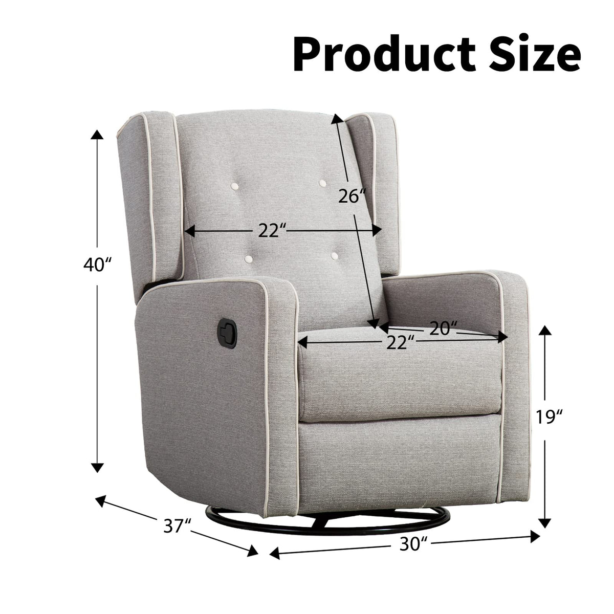 Grey Swivel Rocker Recliner Chair H61020