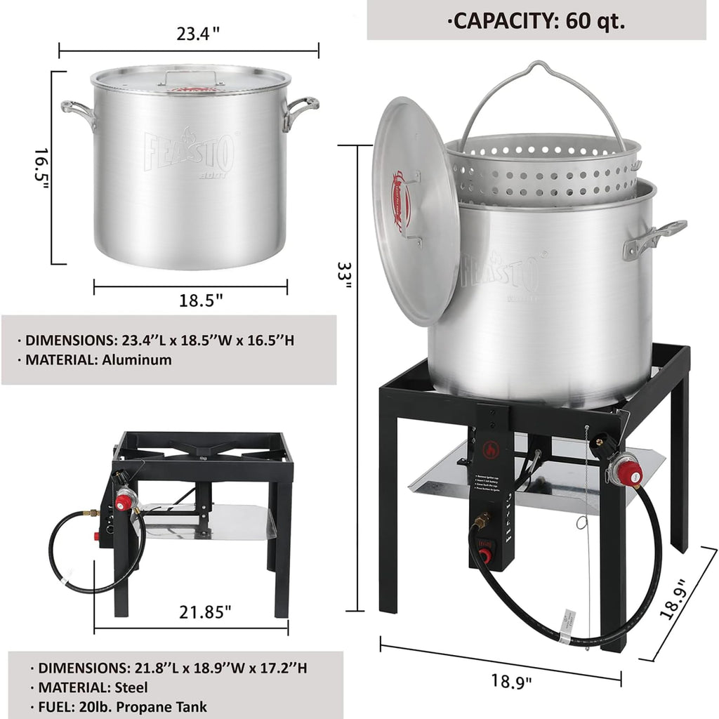 60QT Seafood Boil Pot with Basket and Burner A801413