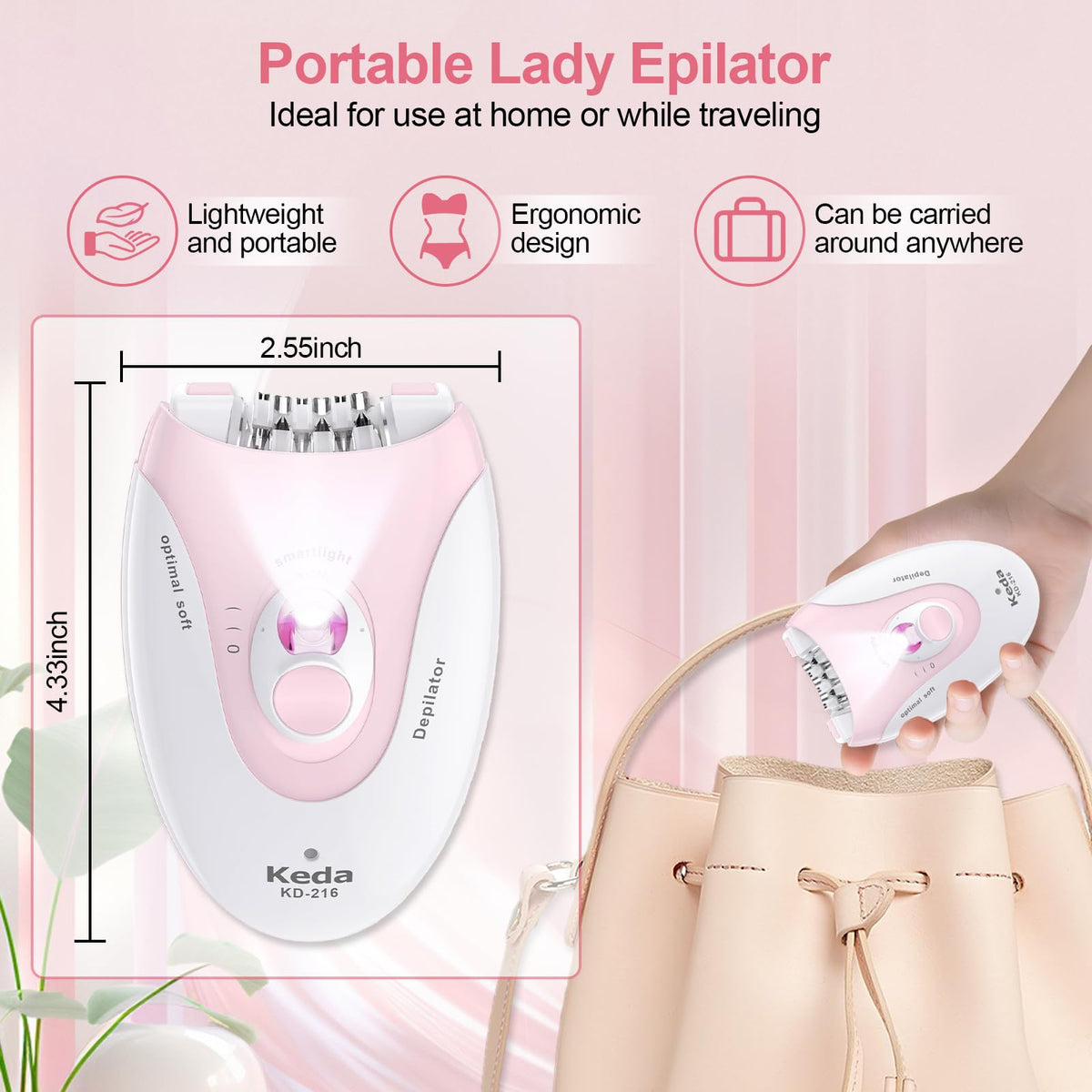 2 Speeds Rechargeable Epilator with LED Light F765