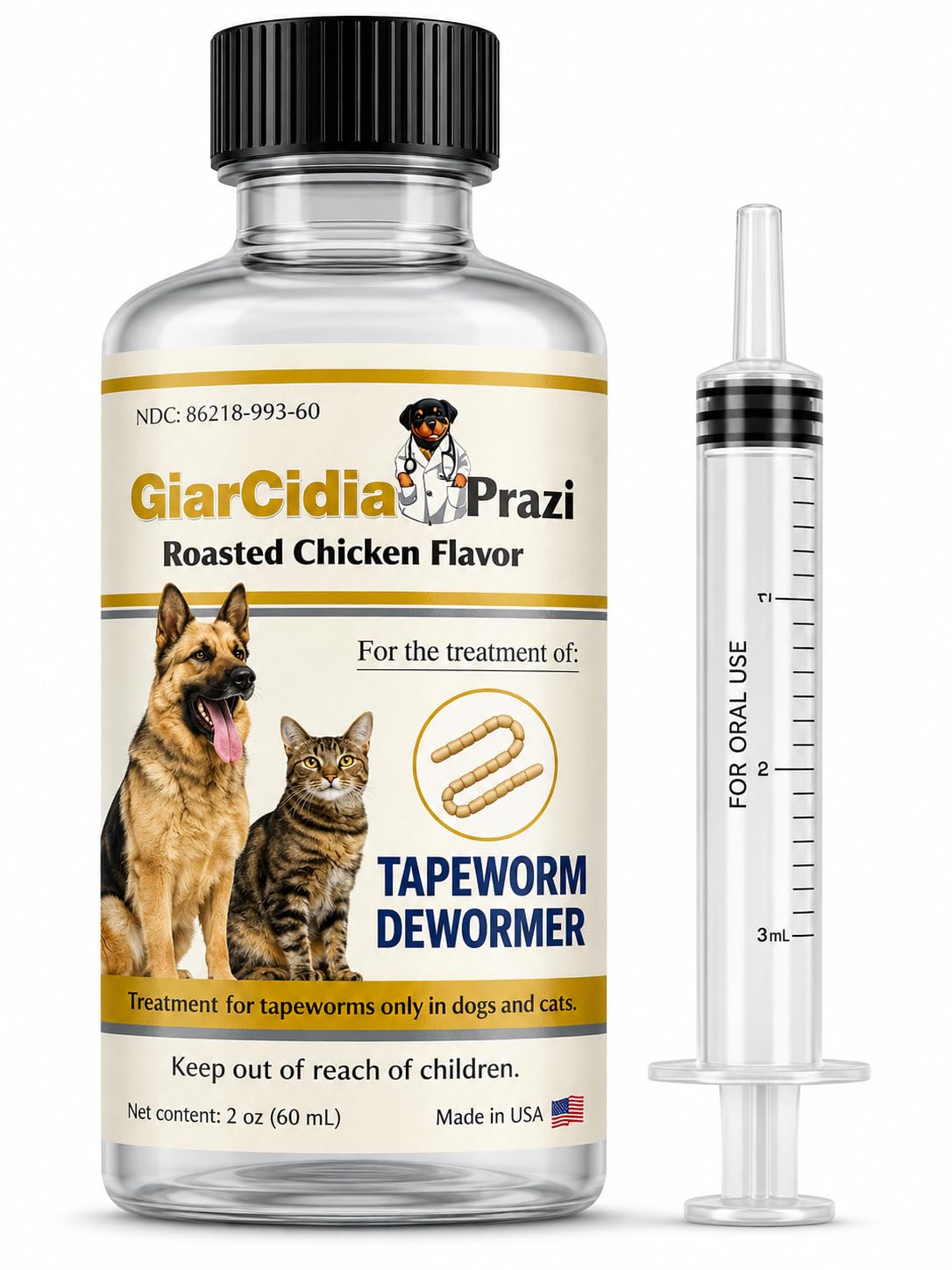 Chicken Flavour Dewormer Oral Suspension with Dropper M16815