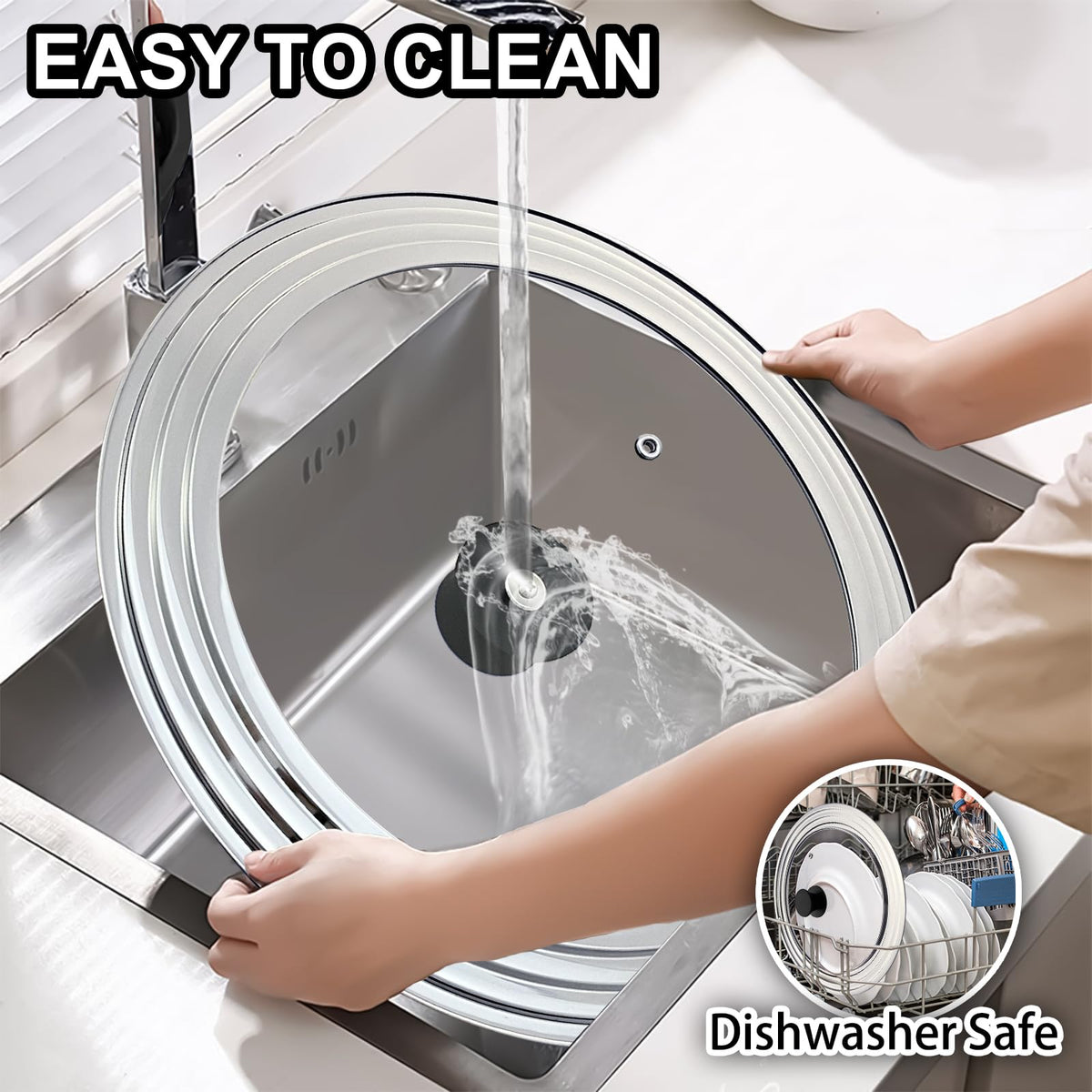 13 Inch Stainless Steel and Tempered Glass Pan Lid H8062