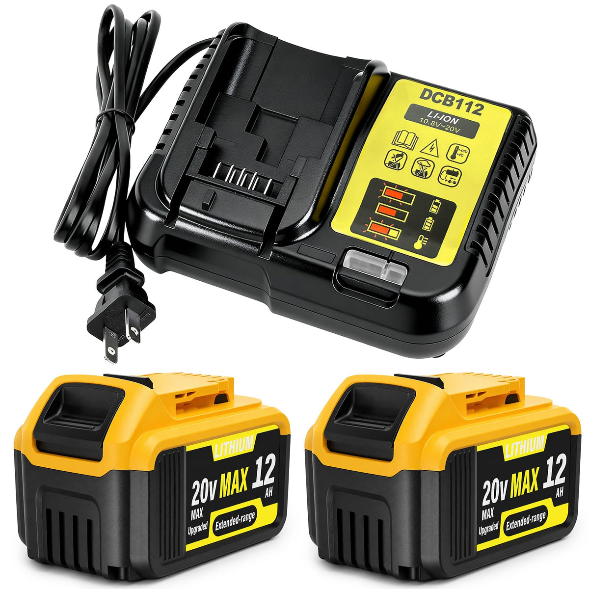 2-Pack 12000mAh 20V Max Lithium-Ion Battery & Charger Combo V312