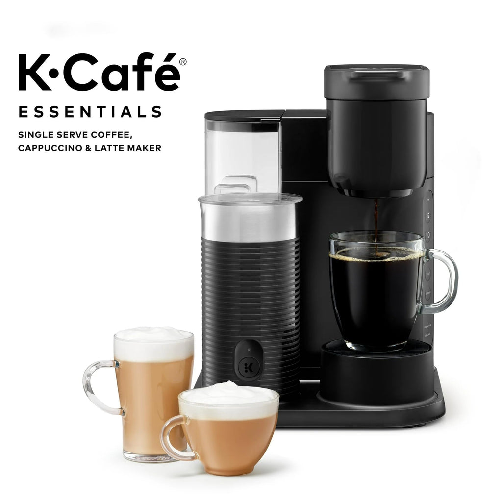 Black Single Serve Coffee Maker with Milk Frother T453