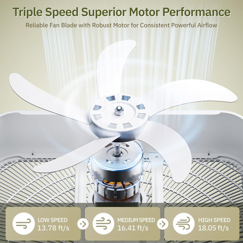 20” 3-Speed Box Fan with Carry Handle, White H4353
