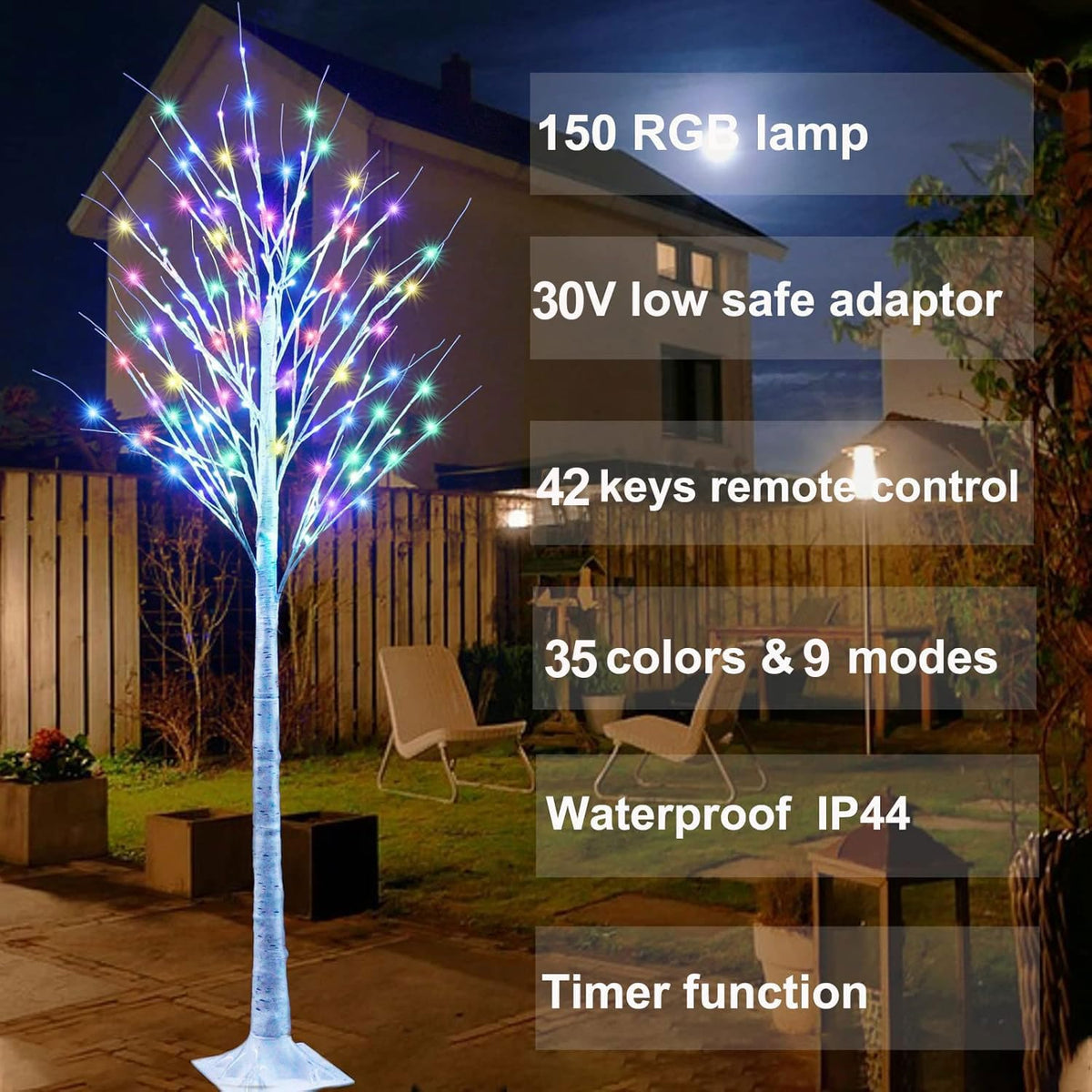 7Ft Birch Tree with LED Lights J46598