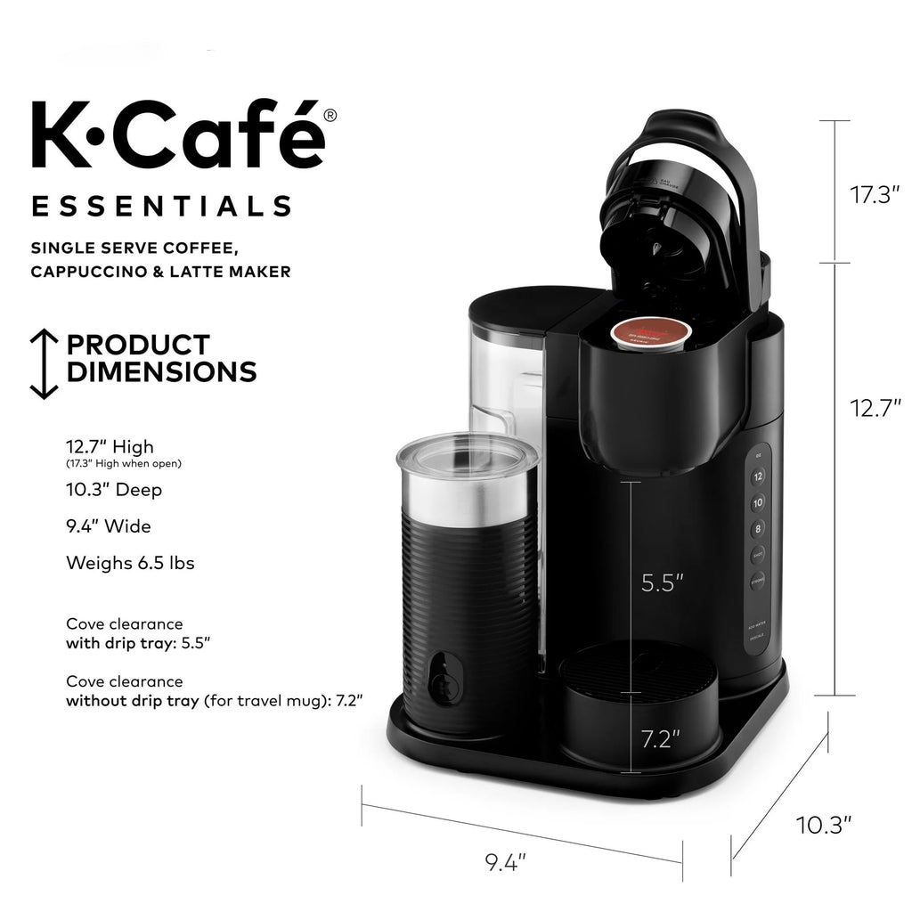 Black Single Serve Coffee Maker with Milk Frother T453