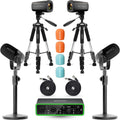 USB Audio Interface 2 XLR Dynamic Microphones 2 4K UHD Cameras Podcast Equipment Bundle A5555
