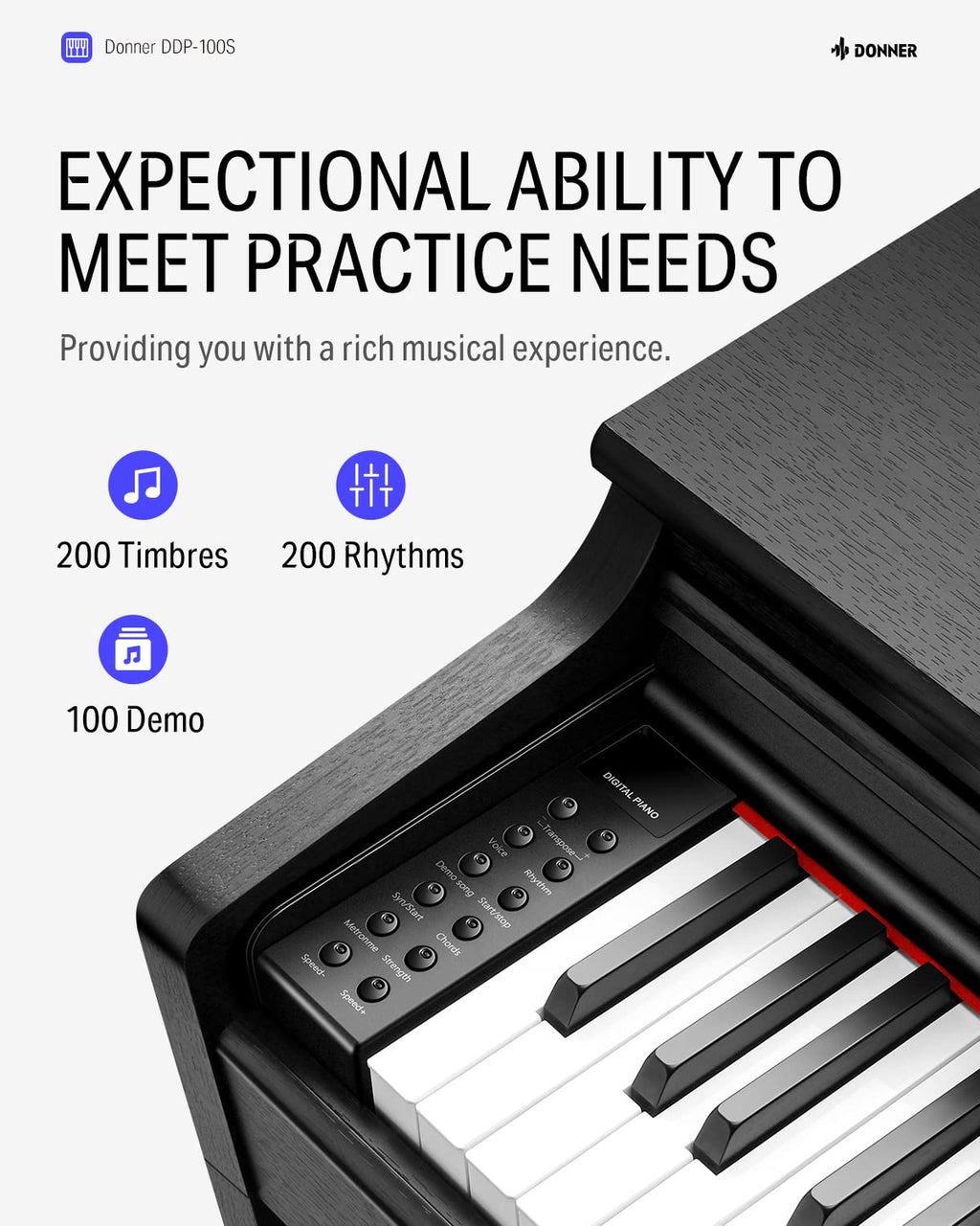 88 Key Weighted Graded Hammer-Action Digital Piano with Bench V7209