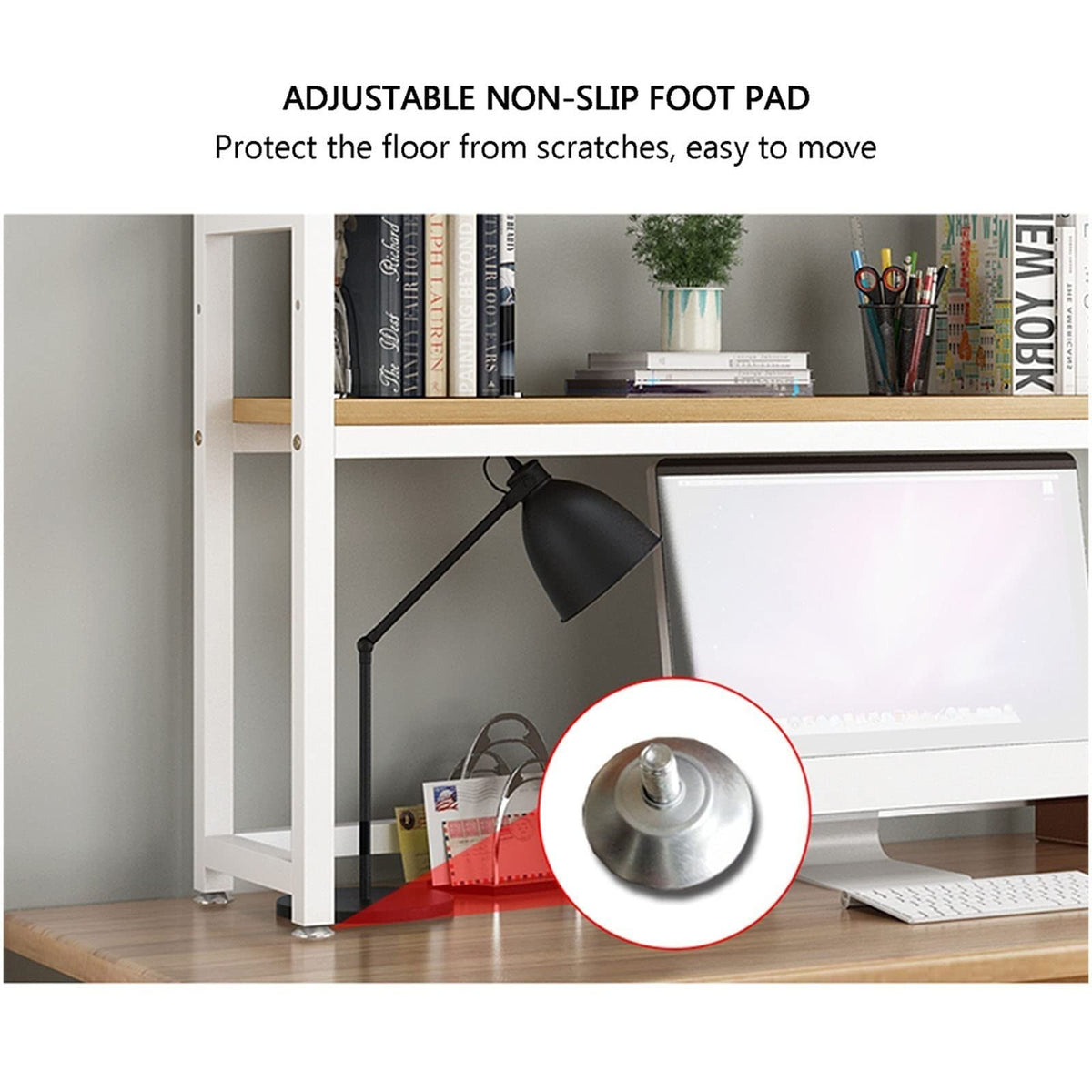 White Wood and Metal Desktop Bookcase K259010