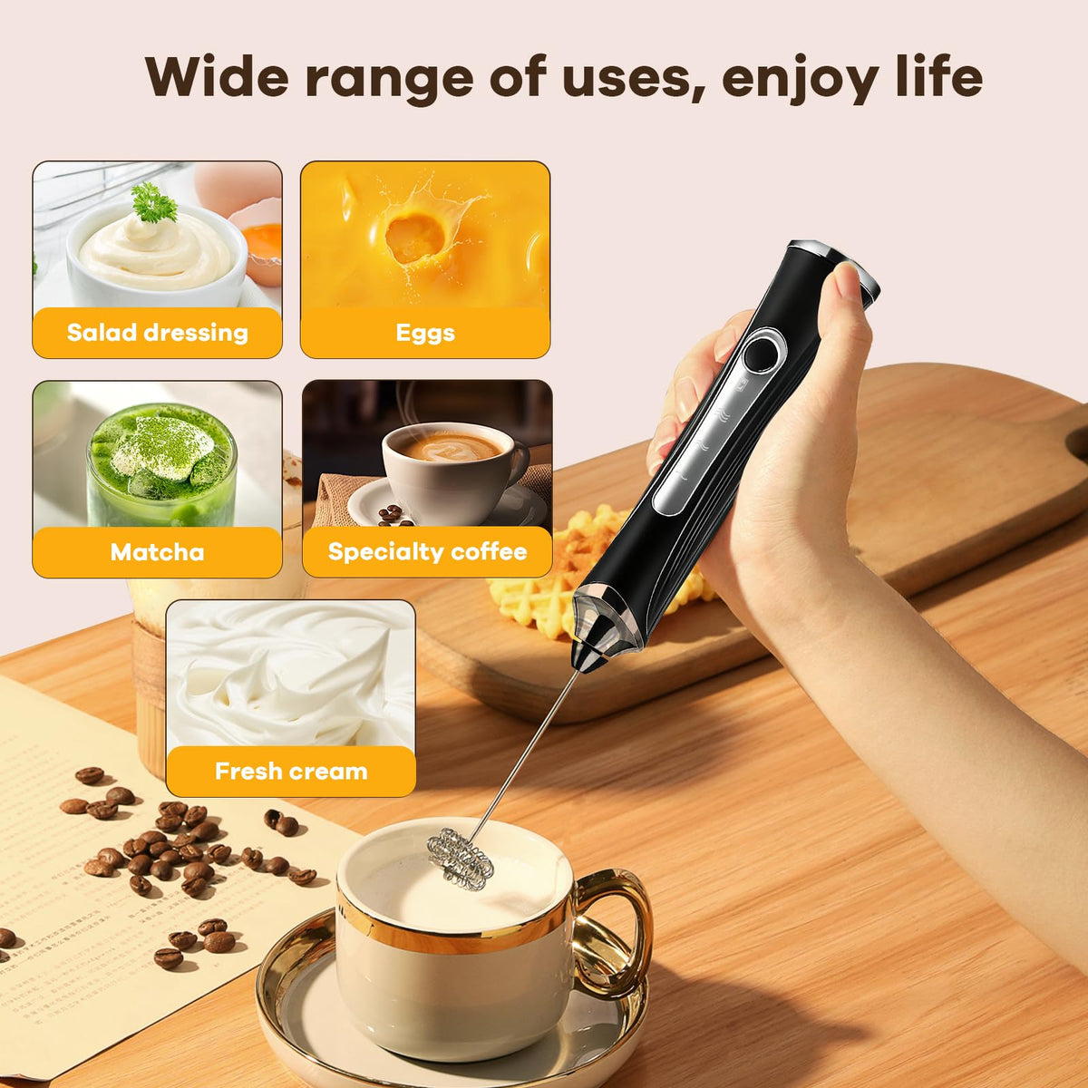Handheld Rechargeable Milk Frother with Stand X42145