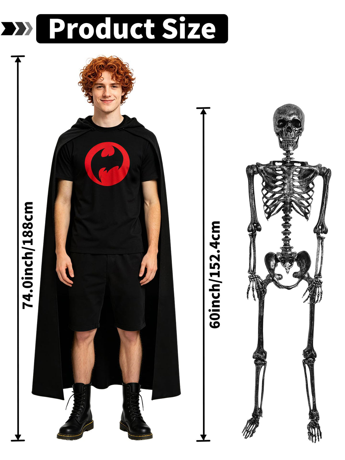 5 FT Posable Black Skeleton D3075