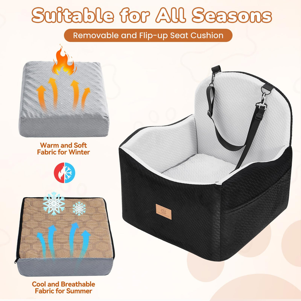 Dog Booster Car Seat for Small Dogs Up to 40lbs with Safety Belt L649903