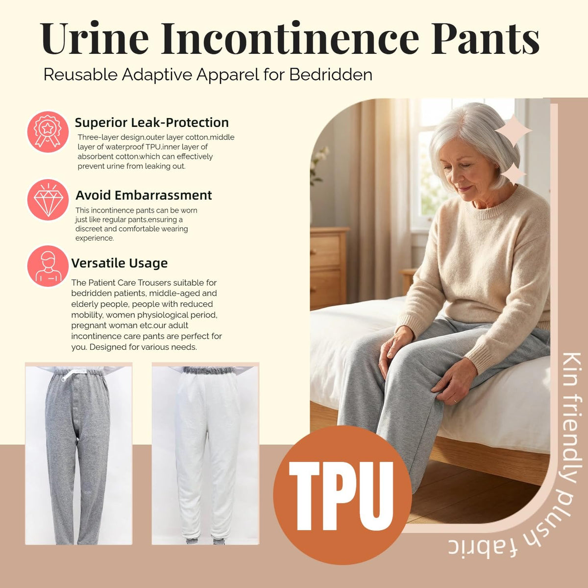 Waterproof Adjustable Incontinence Trousers Blue 3XL C225