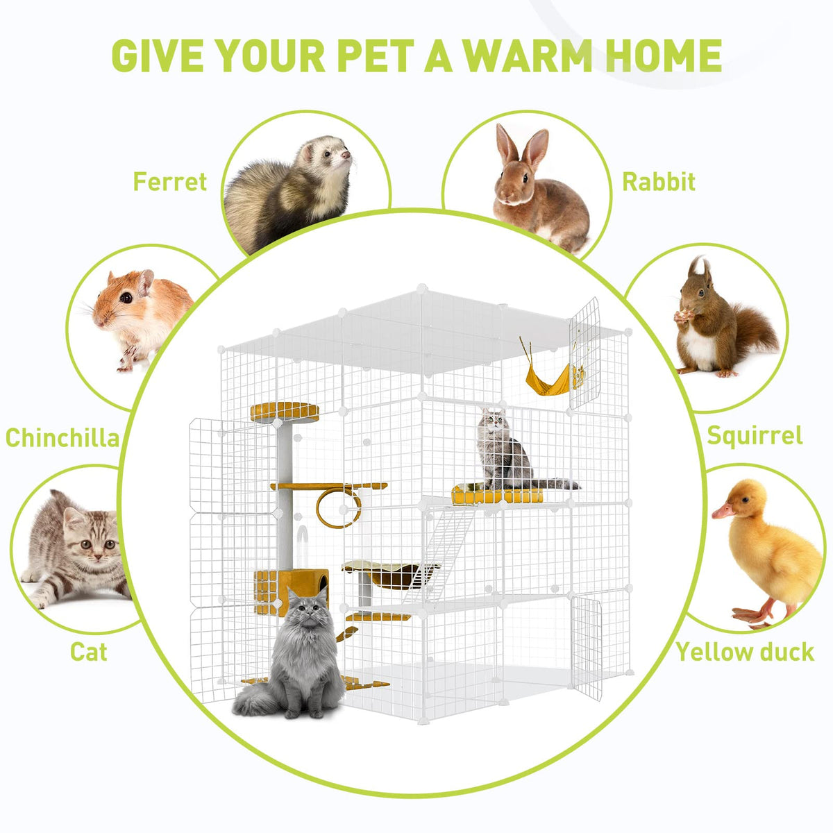 Large Cat Cage Detachable Metal Wire Playpen E29323