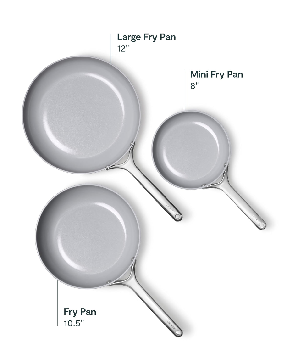 Non-Stick Ceramic Coated Fry Pan Trio, 8", 10.5", & 12" K208728