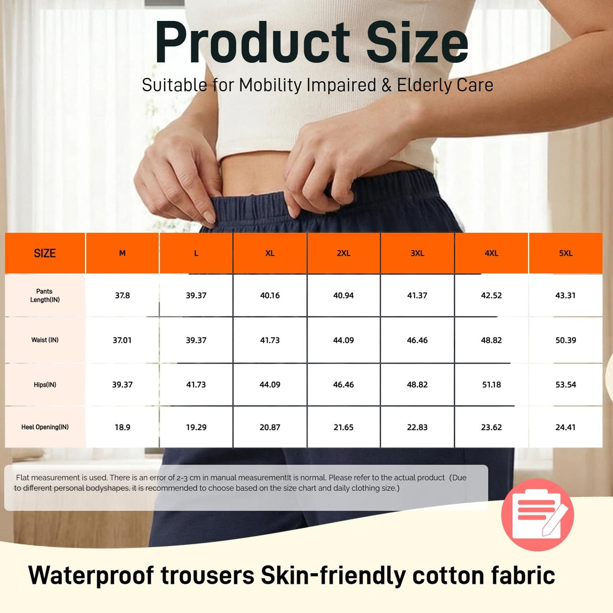 Waterproof Adjustable Incontinence Trousers Blue 3XL C225