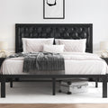 Queen Upholstered Button Tufted Bed Frame with Storage Y9102