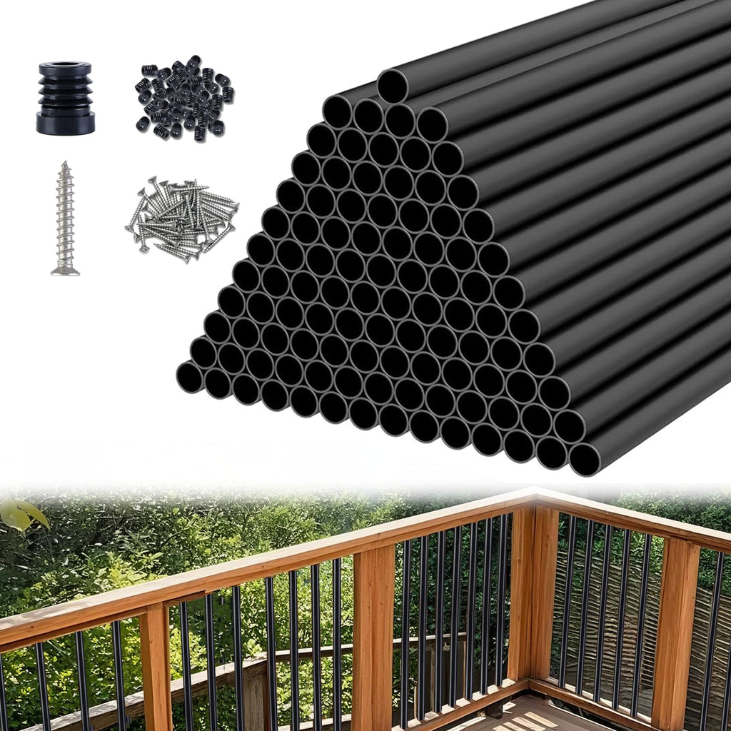 Black Aluminum Deck Balusters 32in x 3/4in 100 Pack E469683