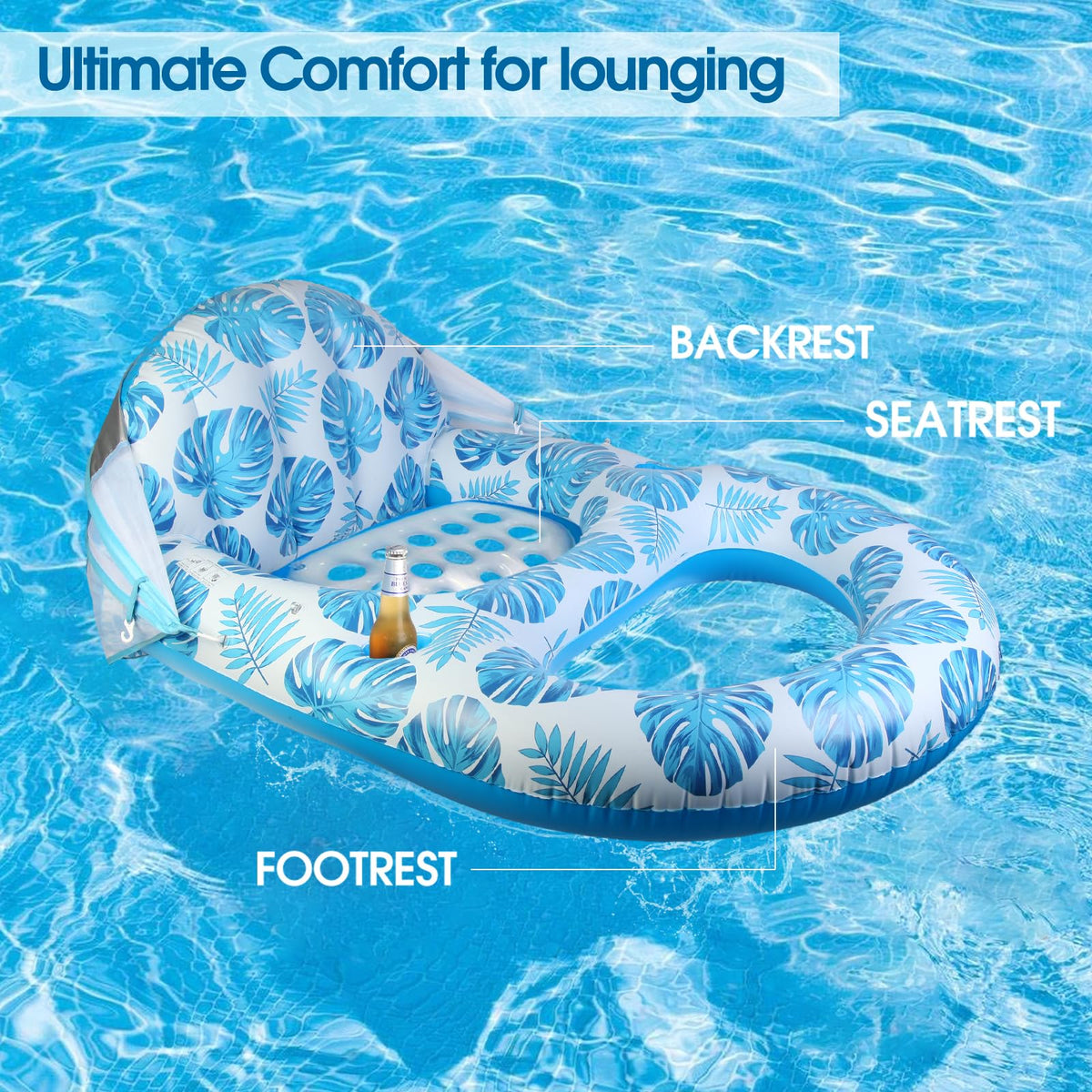 Extra Large Inflatable Pool Lounge Float with Canopy M476