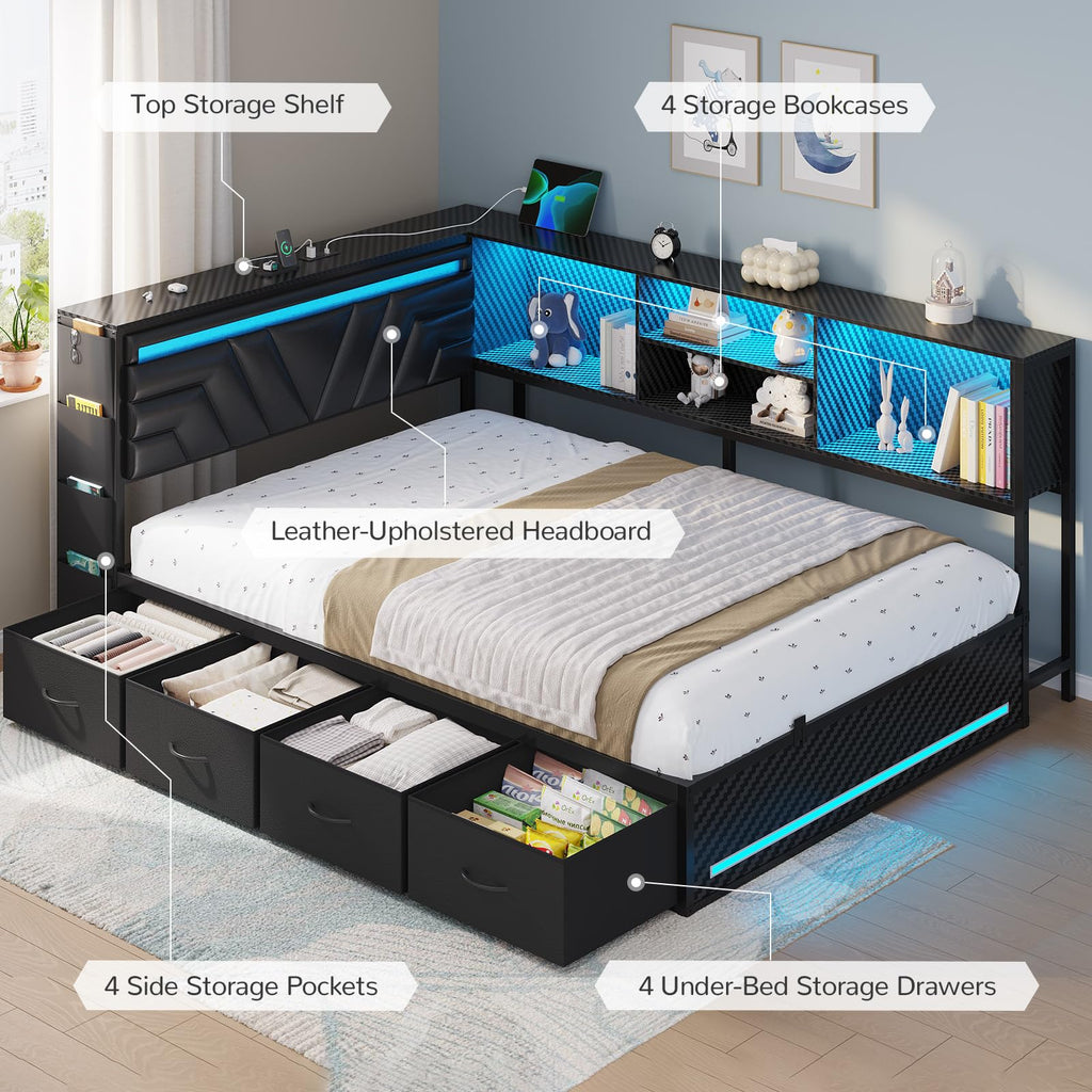 Full Corner Bed with Drawers Z20709