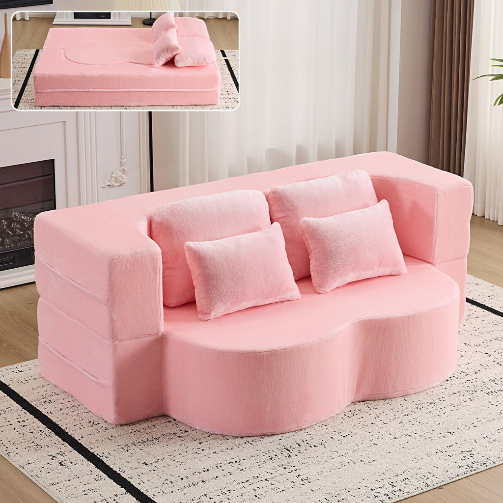 Pink Convertible Sofa Bed K579256