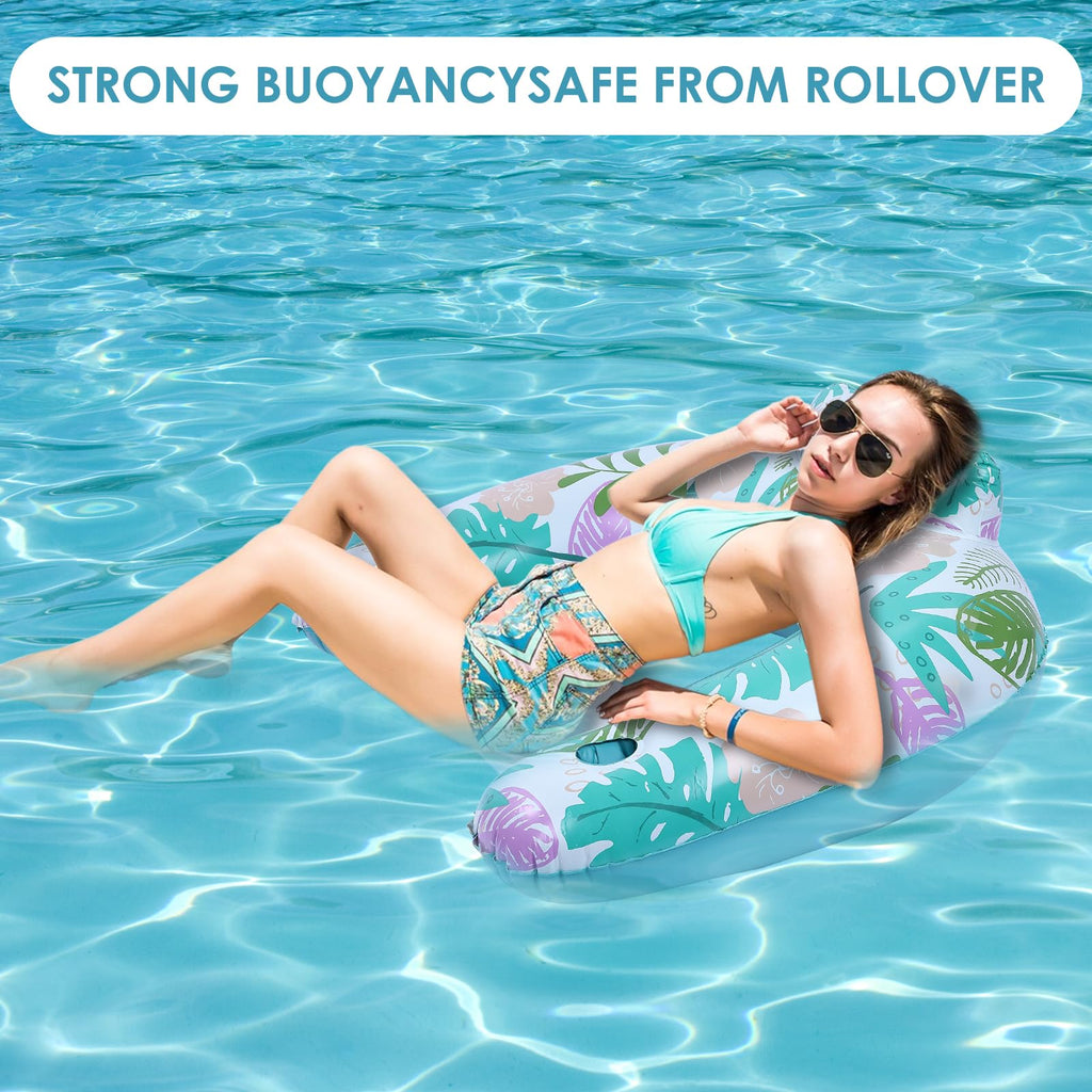 2 Pack Inflatable Pool Float Chair with Cup Holder I559627