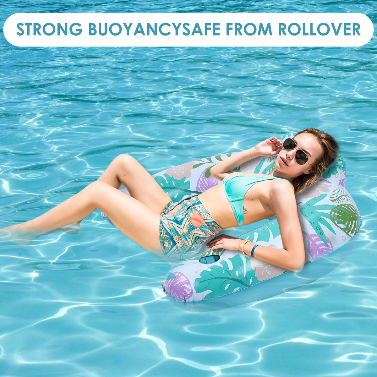 2 Pack Inflatable Pool Float Chair with Cup Holder I559627