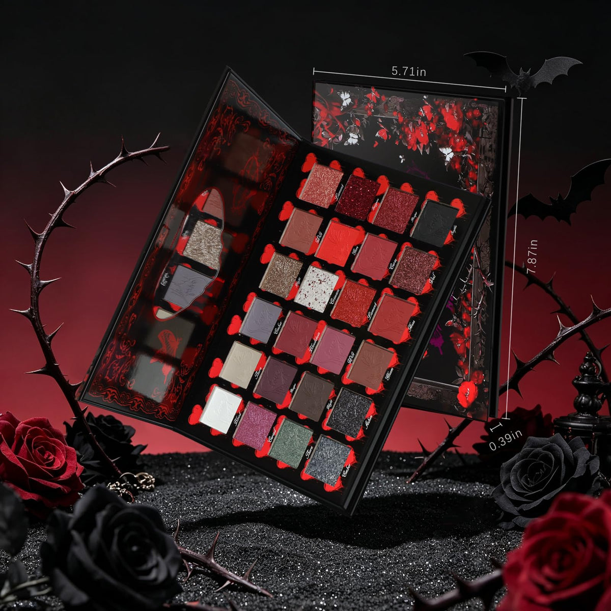 Dark Red Black Burgundy Gray Eyeshadow Palette G40393