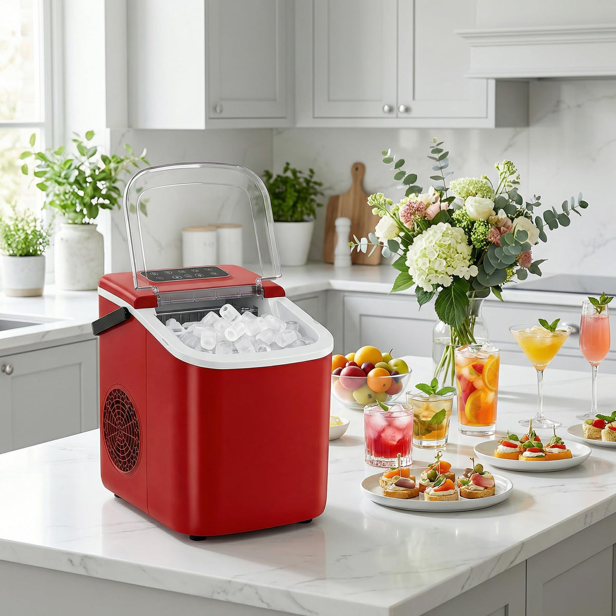 Portable Countertop Ice Maker with Self-Cleaning, 26lbs/24H W319
