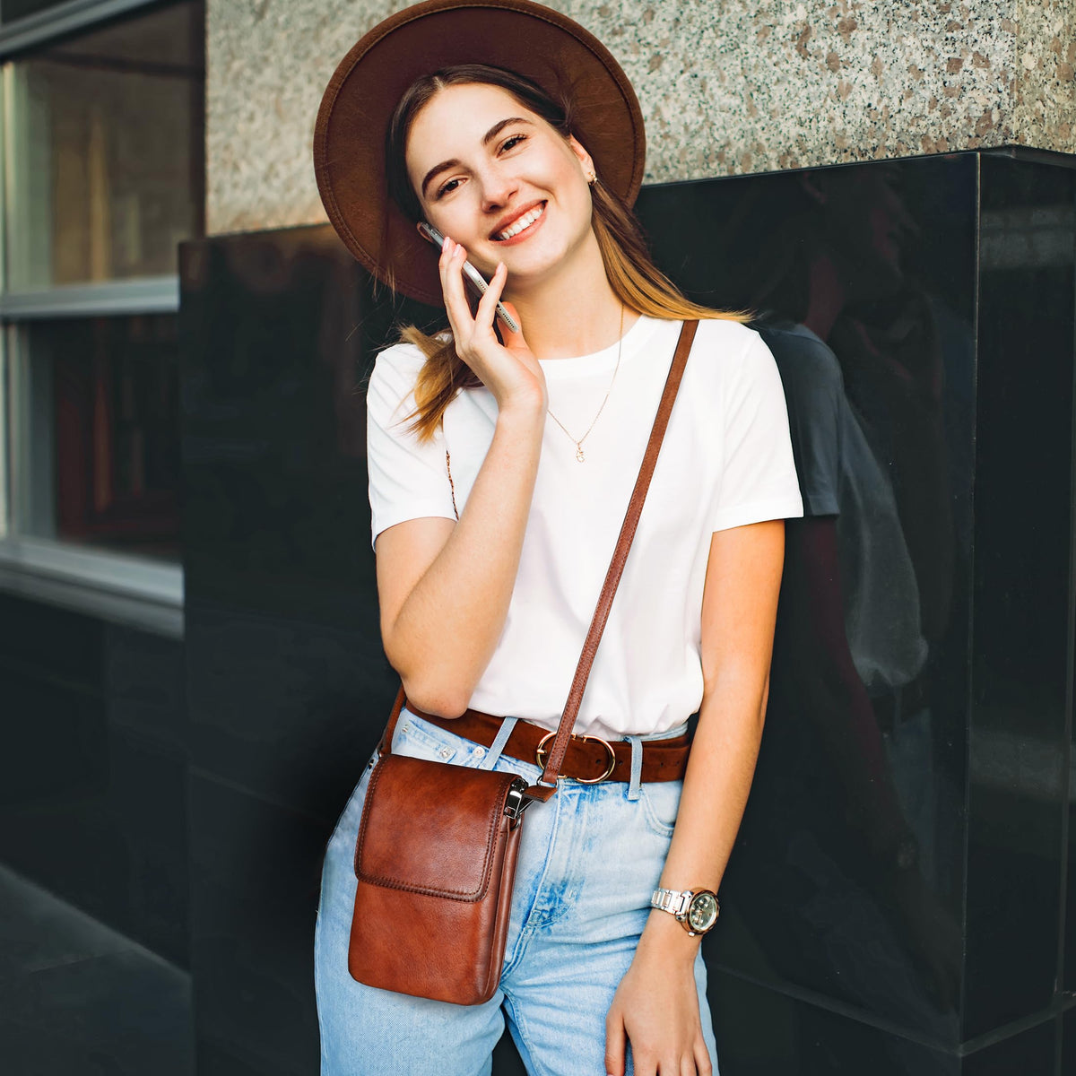 Rfid Blocking Small Crossbody Bag U6826