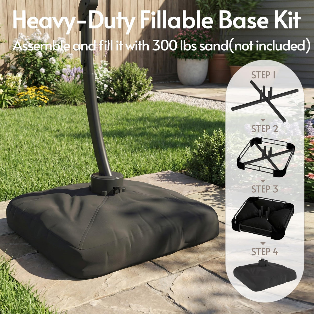 11FT Navy Blue Aluminum Cantilever Patio Umbrella with Base B289
