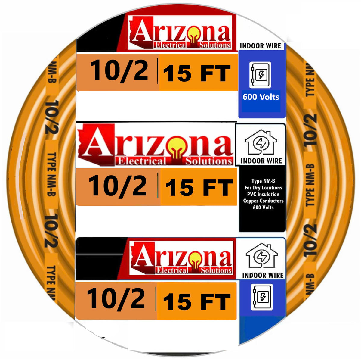 10/2 NM-B Indoor Copper Wire, 15 Feet, 600V Q7234