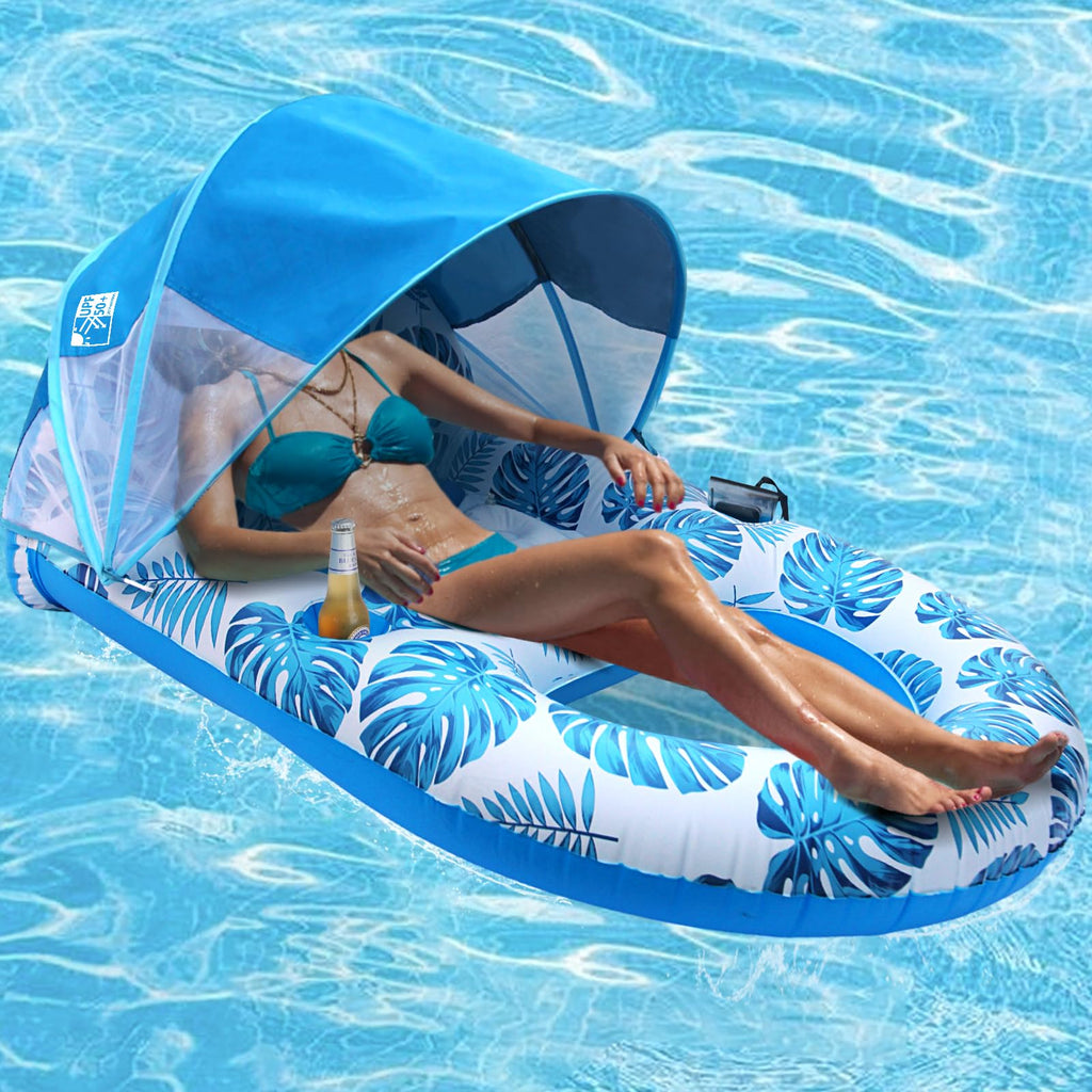 Extra Large Inflatable Pool Lounge Float with Canopy M476