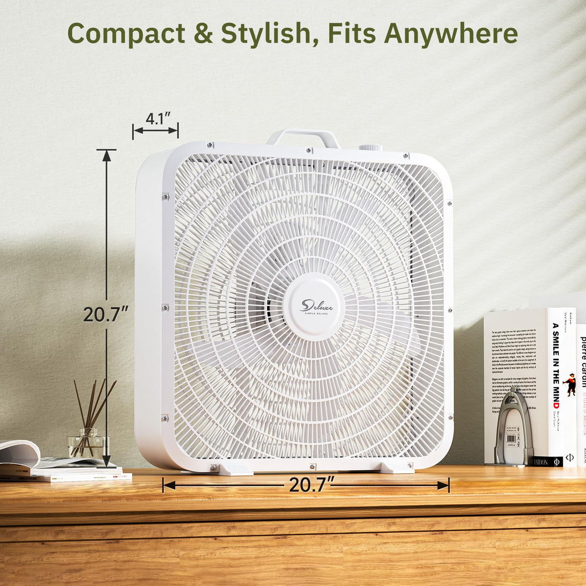 20” 3-Speed Box Fan with Carry Handle, White H4353